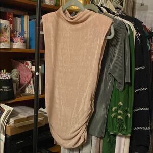 SHEIN Sleeveless Beige mock cowlneck tank